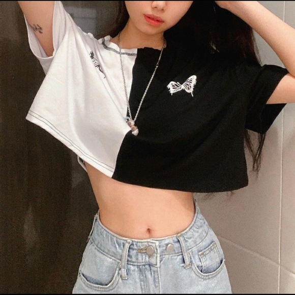 Two Tone J Fashion Unzzy Crop Top S - Picture 2 of 6